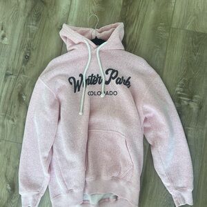 Pink and White Hooded Jacket with Ribbed Cuffs